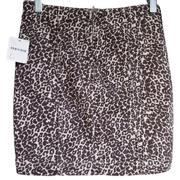 Free People Modern Femme Mini Skirt 2 Leopard Cheetah Print Animal Print Zipper - Picture 10 of 11